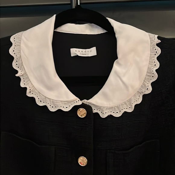 AMAZING! ‘SANDRO Paris’ Peter Pan Collar Black Tweed Dress! Size 42! - Picture 9 of 16